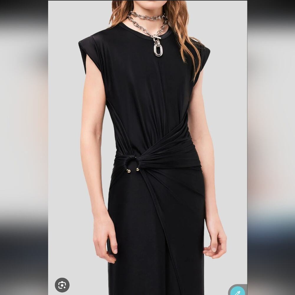 Young Fabulous & Broke Black Pierced Drape Dress Gold Knot detail Size XS